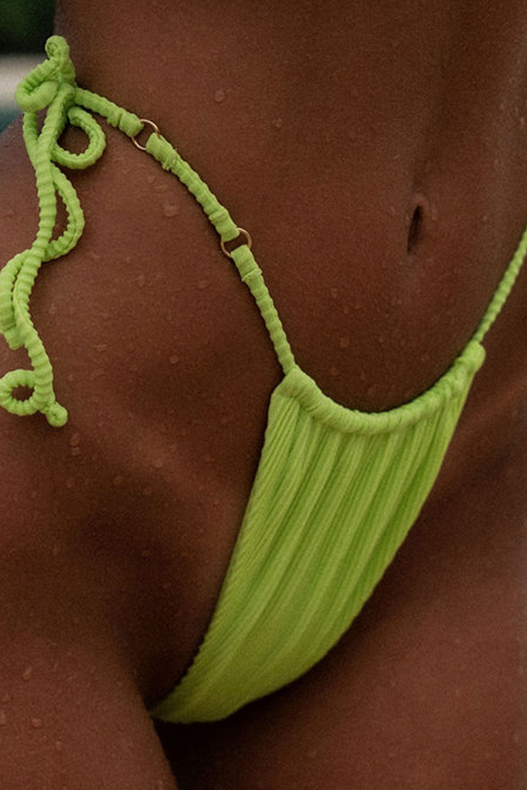 lahi swim SABI CHEEKY SIDE-TIE BOTTOM - RIBBED LIME