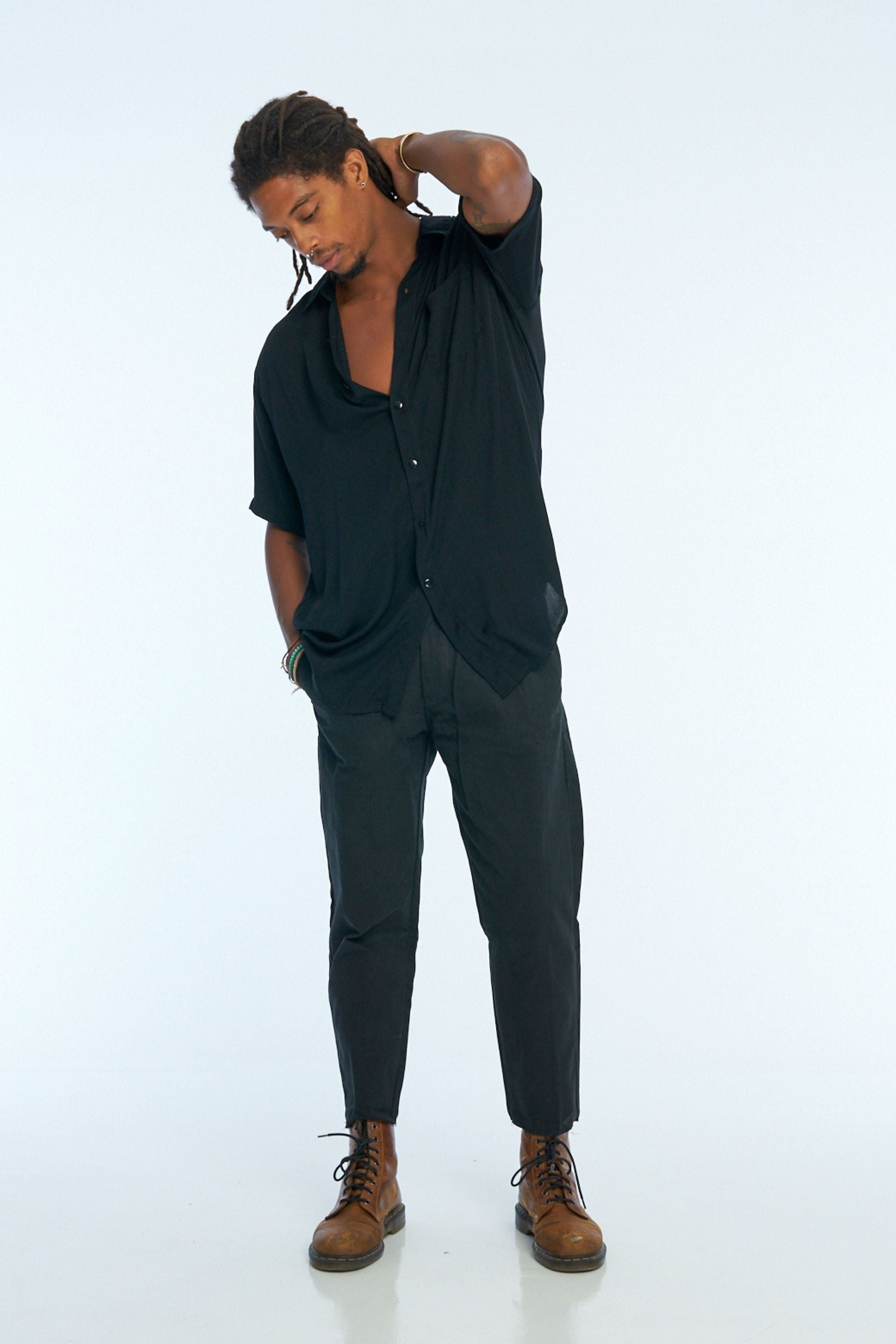 VERONA SHORT SLEEVE SHIRT | BAMBOO | BLACK